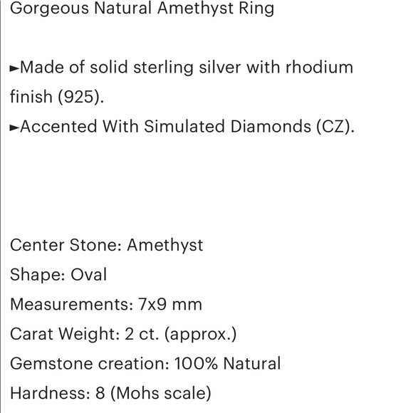 Natural Amethyst Ring Sterling - Picture 4 of 4